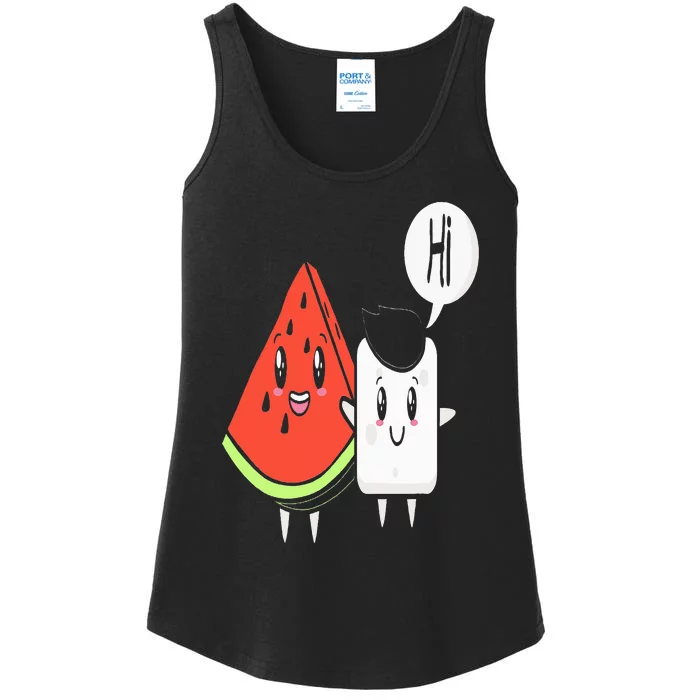 Watermelon Fruit Sugar Hi Funny Saying Quote Tropical Fruit Ladies Essential Tank