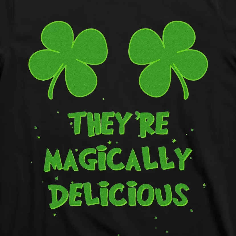 Womens Funny Shamrock Boobs Saint St. Patrick's Paddys Day Irish T-Shirt