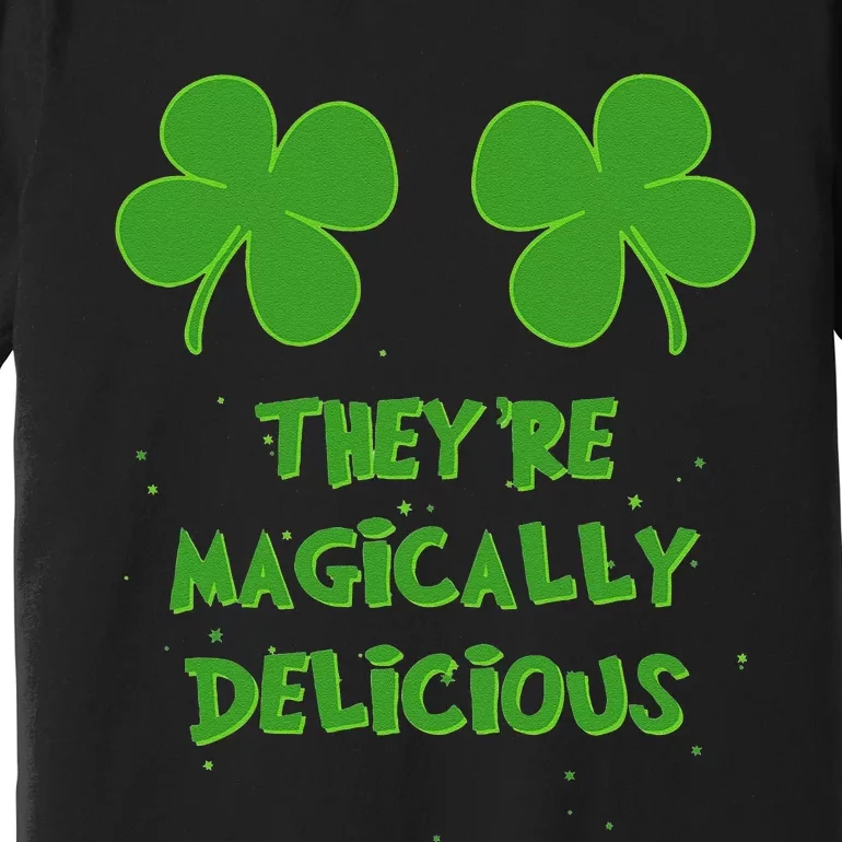 Womens Funny Shamrock Boobs Saint St. Patrick's Paddys Day Irish Premium T-Shirt