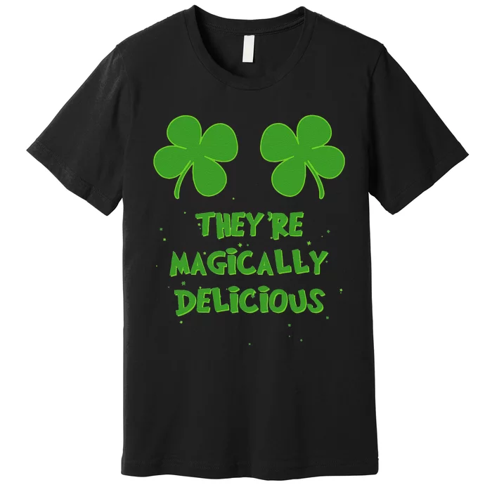 Womens Funny Shamrock Boobs Saint St. Patrick's Paddys Day Irish Premium T-Shirt