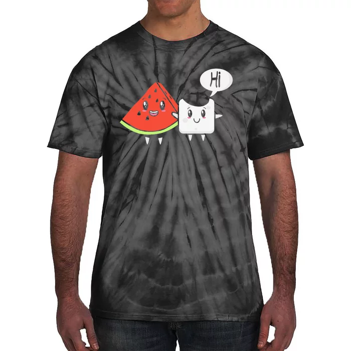 Watermelon Fruit Sugar Hi Funny Saying Quote Tropical Fruit Tie-Dye T-Shirt