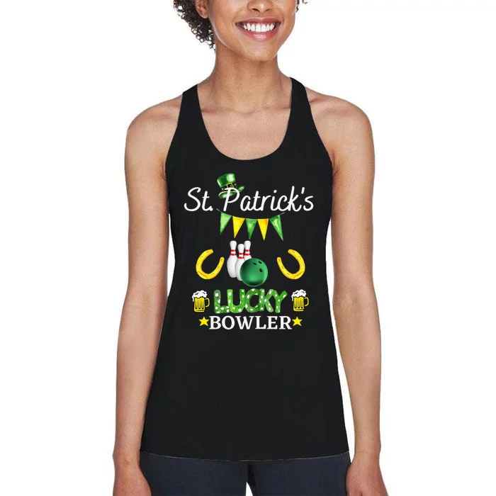 Womens FUNNY SAINT PATRICK'S DAY GIFT FOR WOMEN WHO LOVE BOWLING Women's Racerback Tank