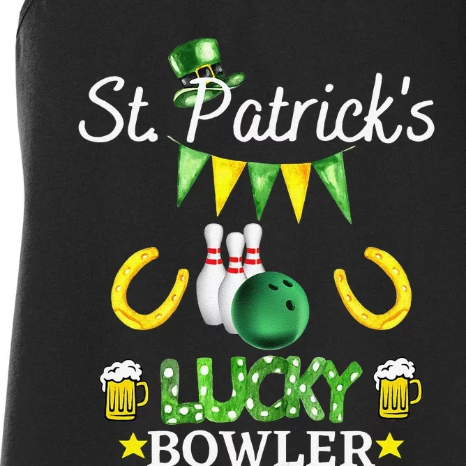 Womens FUNNY SAINT PATRICK'S DAY GIFT FOR WOMEN WHO LOVE BOWLING Women's Racerback Tank