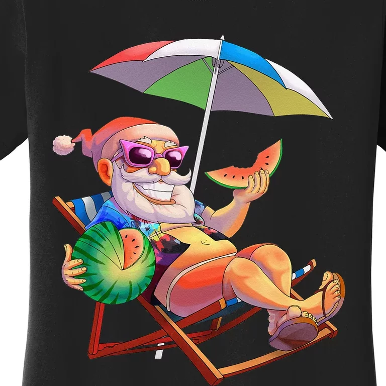 Watermelon Funny Santa Christmas In July Hawaiian Xmas Women's T-Shirt