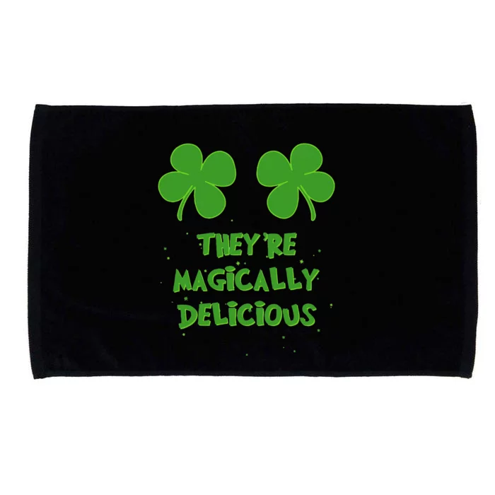 Womens Funny Shamrock Boobs Saint St. Patrick's Paddys Day Irish Microfiber Hand Towel