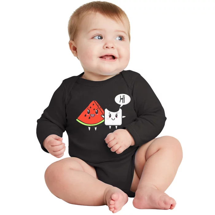 Watermelon Fruit Sugar Hi Funny Saying Baby Long Sleeve Bodysuit