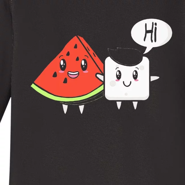 Watermelon Fruit Sugar Hi Funny Saying Baby Long Sleeve Bodysuit