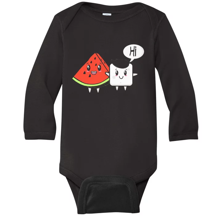 Watermelon Fruit Sugar Hi Funny Saying Baby Long Sleeve Bodysuit