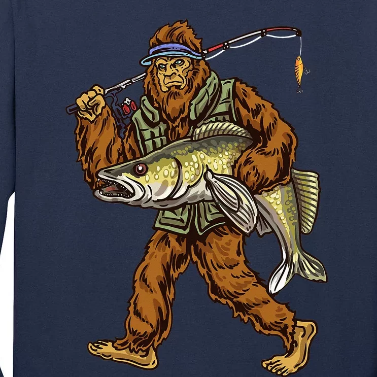 Walleye Fishing Sauger Hunting Bigfoot Fisher Tall Long Sleeve T-Shirt