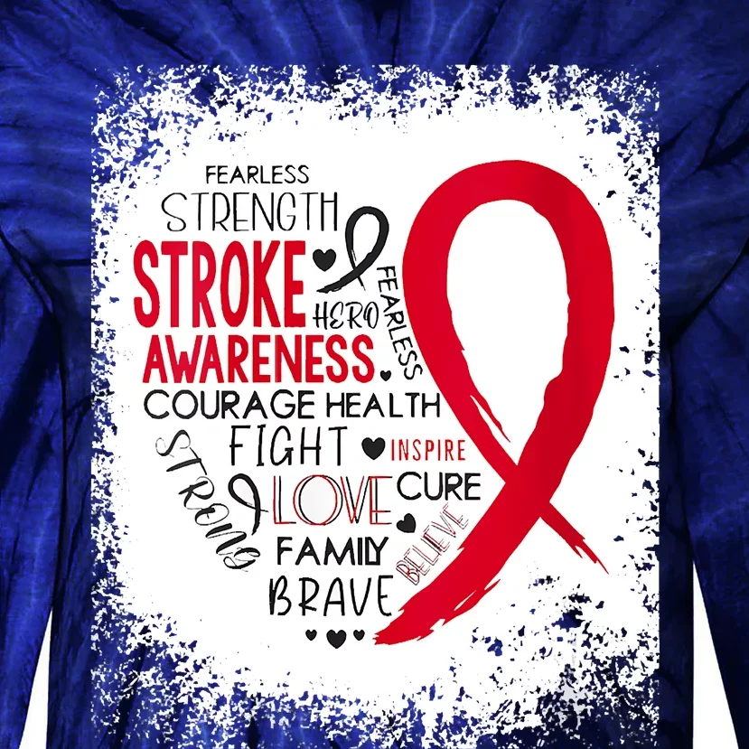 Women Fearless Strength Stroke Awareness Month Stroke Warrior Tie-Dye Long Sleeve Shirt