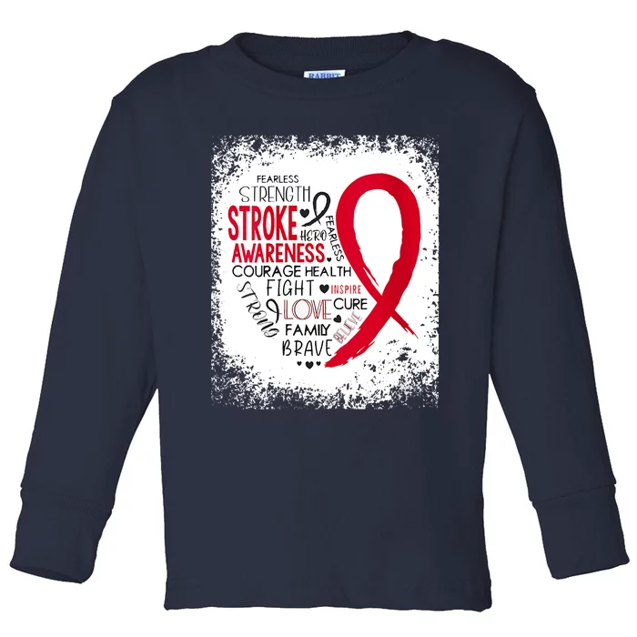 Women Fearless Strength Stroke Awareness Month Stroke Warrior Toddler Long Sleeve Shirt