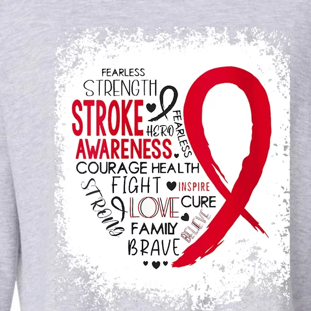 Women Fearless Strength Stroke Awareness Month Stroke Warrior Cropped Pullover Crew