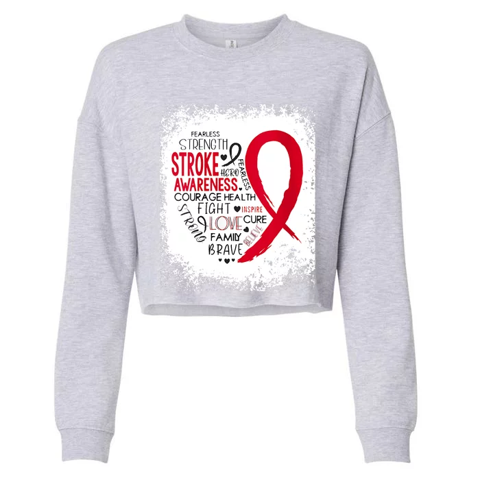 Women Fearless Strength Stroke Awareness Month Stroke Warrior Cropped Pullover Crew