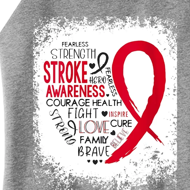 Women Fearless Strength Stroke Awareness Month Stroke Warrior Women’s Perfect Tri Rocker Tank