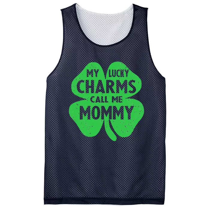 Womens Funny St Patricks Day Shamrock My Funny Call Me Mommy Funny Mesh Reversible Basketball Jersey Tank