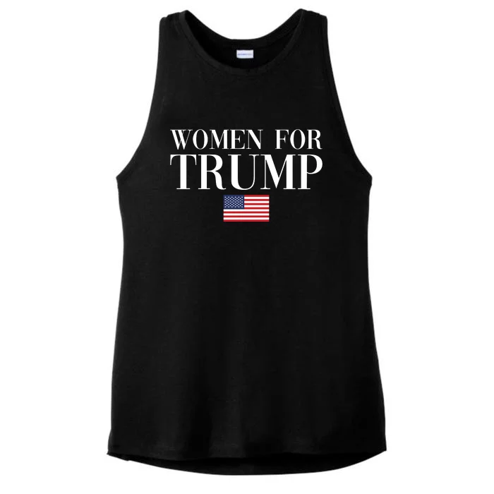 Women For Trump American Flag Ladies Tri-Blend Wicking Tank