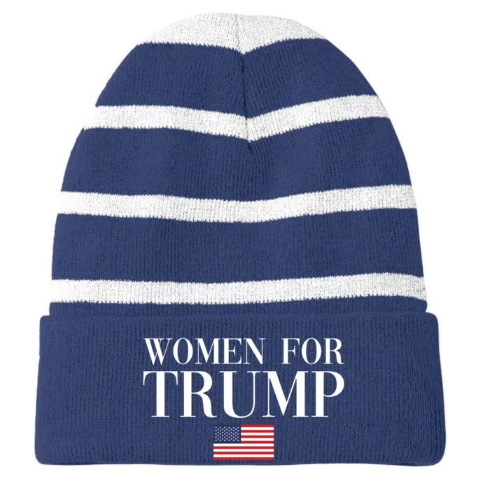 Women For Trump American Flag Striped Beanie with Solid Band