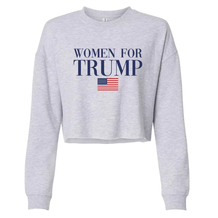 Women For Trump American Flag Cropped Pullover Crew