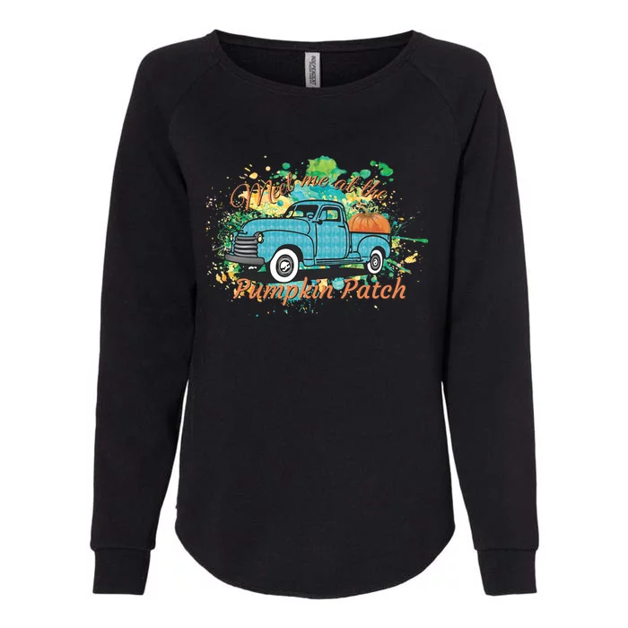 Watercolor Farm Truck Meet Me At The Pumpkin Patch Gift Womens California Wash Sweatshirt