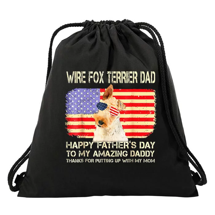 Wire Fox Terrier Dad Happy Fathers Day To My Drawstring Bag