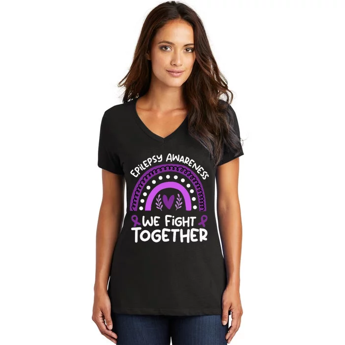 We Fight Together Epilepsy Awareness Epilepsy Women's V-Neck T-Shirt