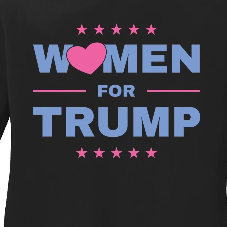 Women For Donald Trump Heart 💕 Ladies Long Sleeve Shirt