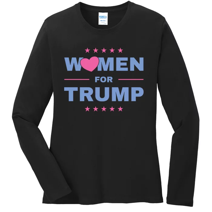 Women For Donald Trump Heart 💕 Ladies Long Sleeve Shirt