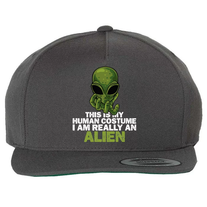 Weird Funny This Is My Human Costume IM Really An Alien Wool Snapback Cap