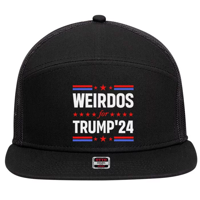 Weirdos For Trump 24 Funny Sarcastic Saying 7 Panel Mesh Trucker Snapback Hat