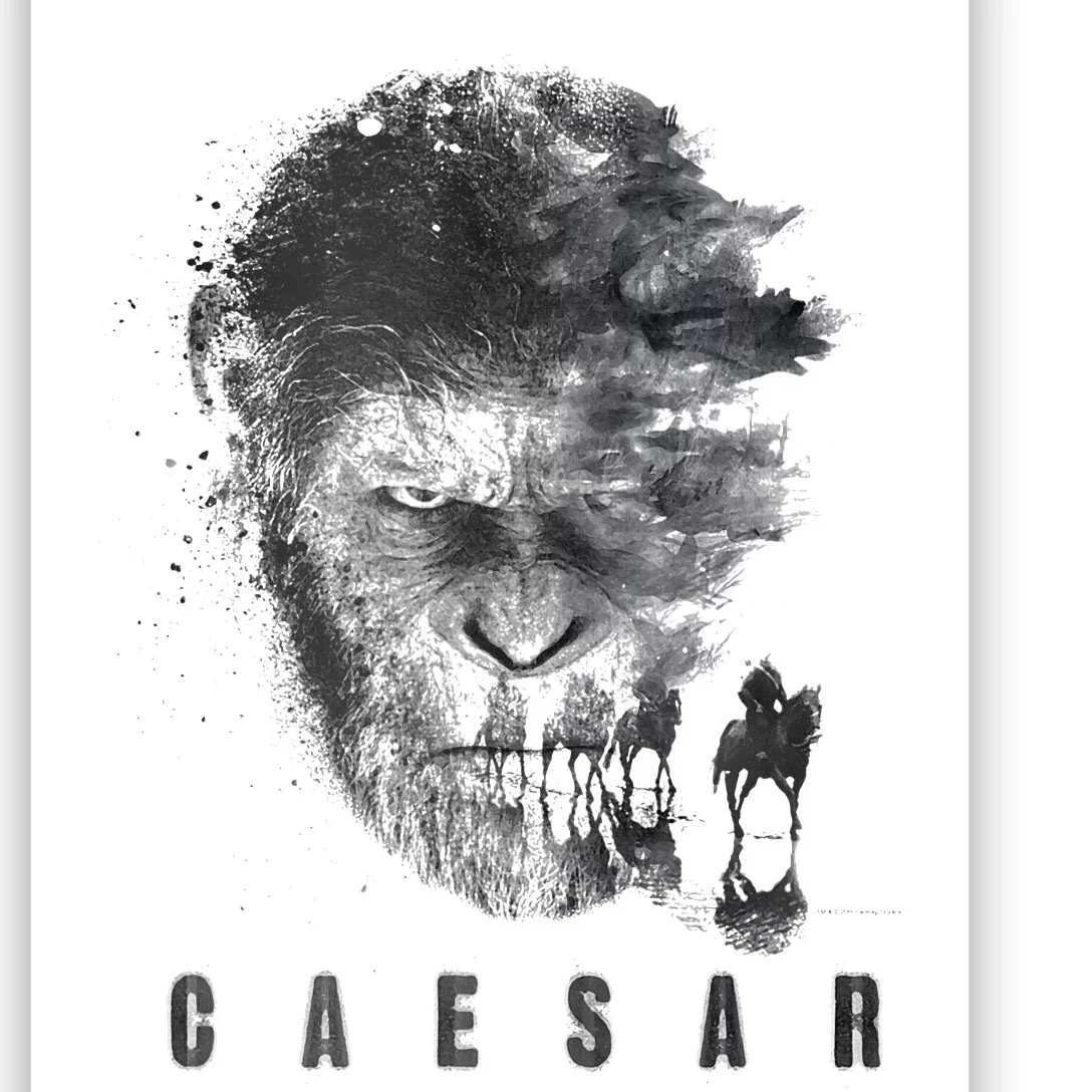 War For The Planet Of The Apes Monochrome Caesar & Riders Poster