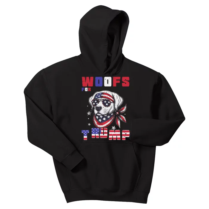 Woofs For Trump 2024 Dogs Republican Elections President Fun Kids Hoodie