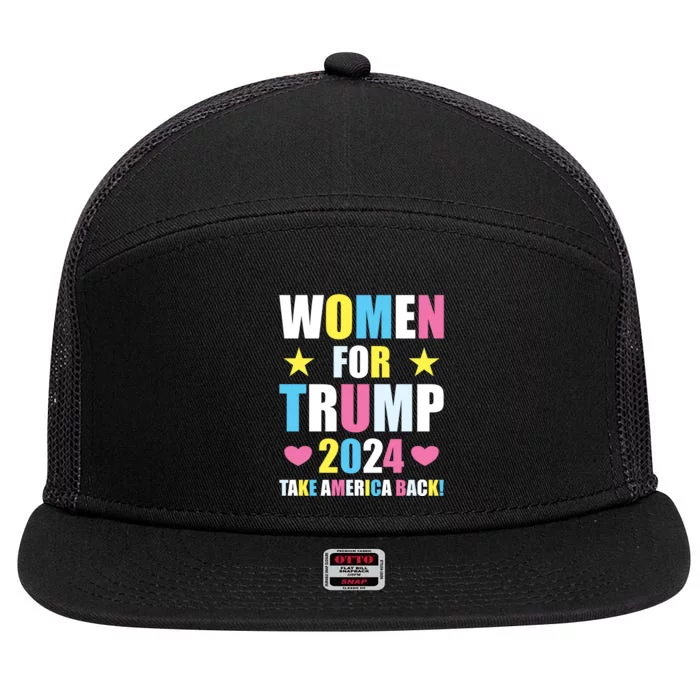 Women For Trump 2024 Take America Back Colorful 7 Panel Mesh Trucker Snapback Hat