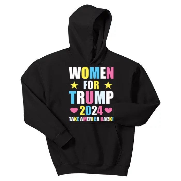 Women For Trump 2024 Take America Back Colorful Kids Hoodie