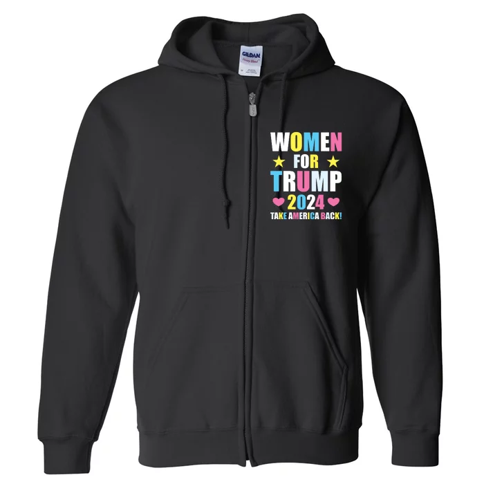 Women For Trump 2024 Take America Back Colorful Full Zip Hoodie