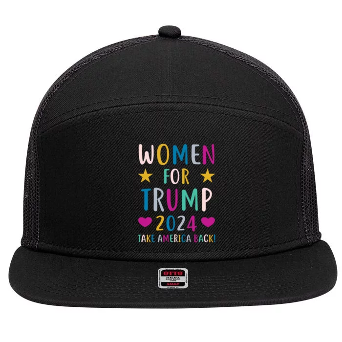 Women For Trump 2024 Take America Back Colorful 7 Panel Mesh Trucker Snapback Hat