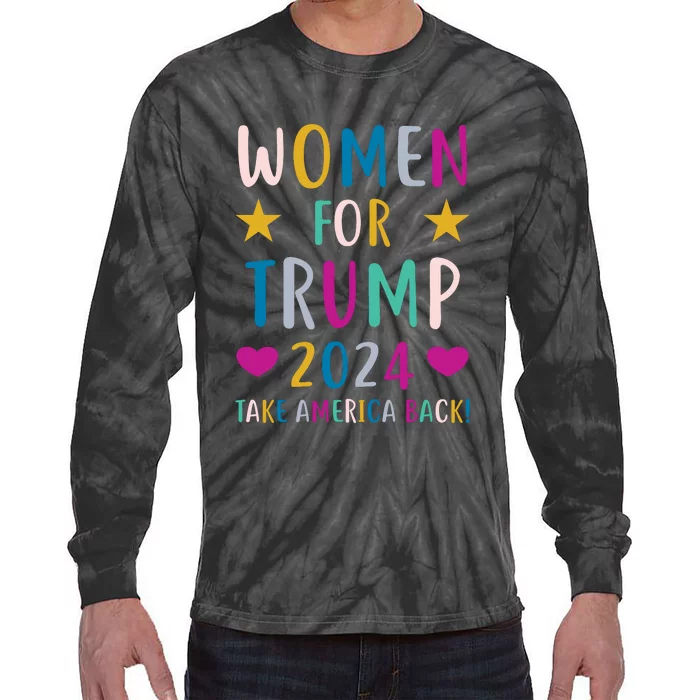 Women For Trump 2024 Take America Back Colorful Tie-Dye Long Sleeve Shirt