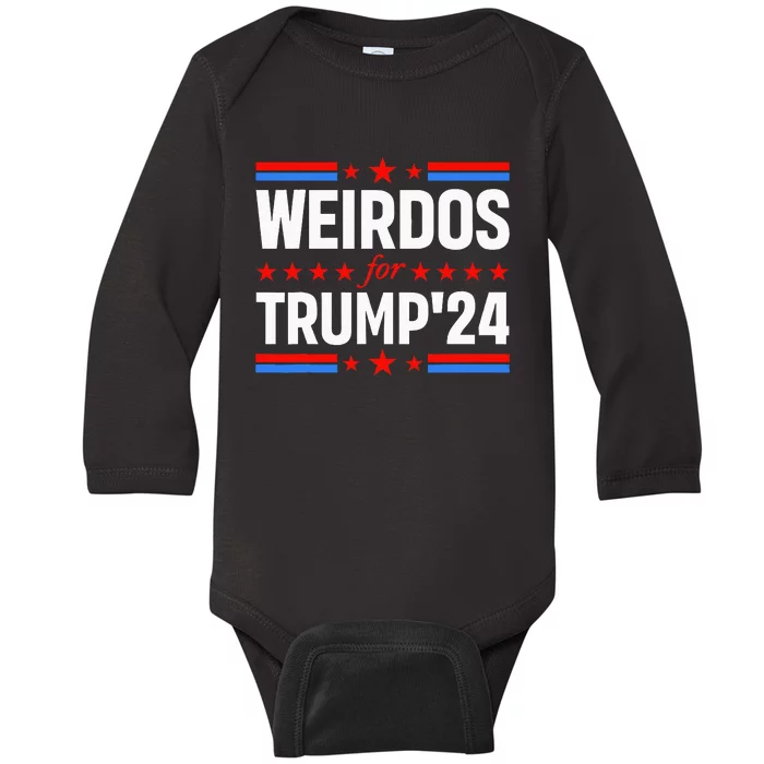 Weirdos For Trump 24 Funny Sarcastic Saying Baby Long Sleeve Bodysuit