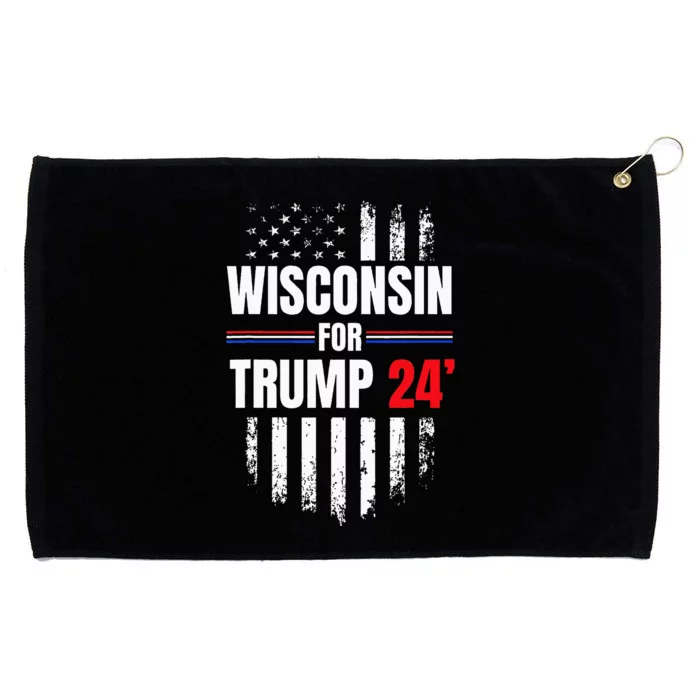 Wisconsin For Trump 2024 American Flag Grommeted Golf Towel