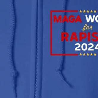 WalzS For Trump Maga Women For Rapists 2024 Full Zip Hoodie