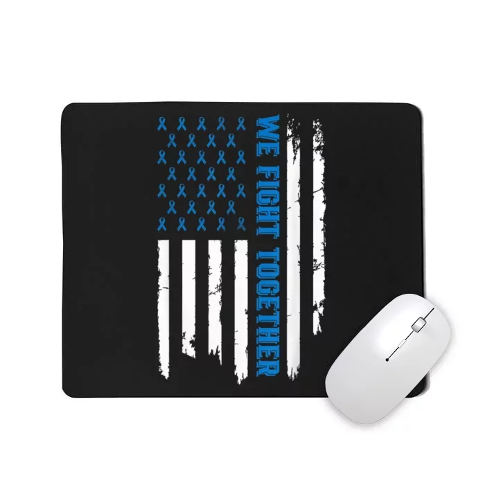 We Fight Together USA Flag Ribbon Colorectal Cancer Mousepad