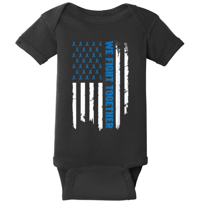 We Fight Together USA Flag Ribbon Colorectal Cancer Baby Bodysuit