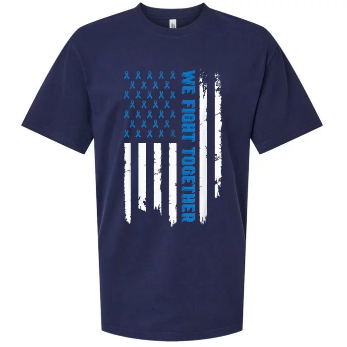 We Fight Together USA Flag Ribbon Colorectal Cancer Sueded Cloud Jersey T-Shirt