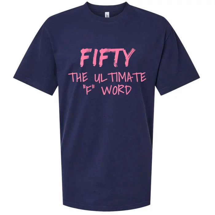 WoM.e.n.s Fifty The Ultimate F Word Funny 50th Birthday Gift V-Neck Sueded Cloud Jersey T-Shirt