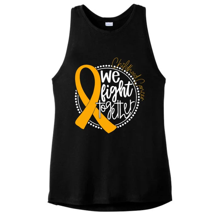 We Fight Together Childhood Cancer Awareness Gold Ribbon Ladies Tri-Blend Wicking Tank