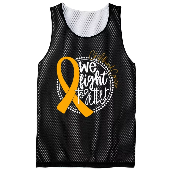 We Fight Together Childhood Cancer Awareness Gold Ribbon Mesh Reversible Basketball Jersey Tank