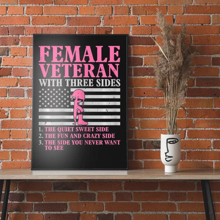 Womens Female Veteran With Three Sides Women Veteran Mother Grandma Poster