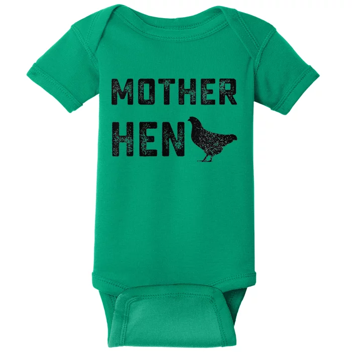 Women Funny Vintage Mother Hen Chicken Gift For Farm Mom Baby Bodysuit