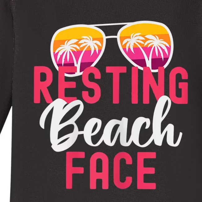 Womens Funny Vacation Girls Trip Girls Weekend Resting Beach Face Baby Long Sleeve Bodysuit