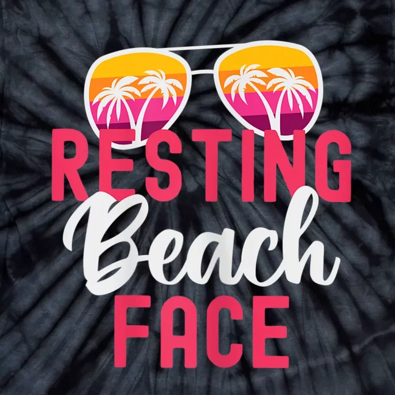 Womens Funny Vacation Girls Trip Girls Weekend Resting Beach Face Tie-Dye T-Shirt