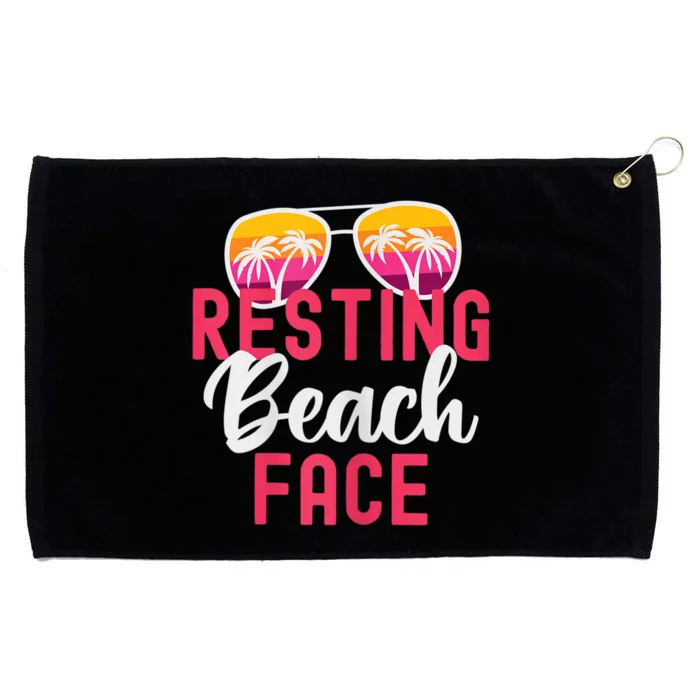 Womens Funny Vacation Girls Trip Girls Weekend Resting Beach Face Grommeted Golf Towel